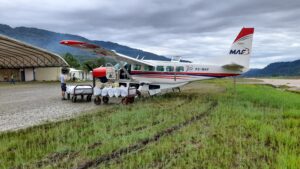 End of February, MAF Telefomin Crew flew charters for Rotarians Against Malaria (RAM) to deliver a total of 28,000 mosquito nets to rural communities.