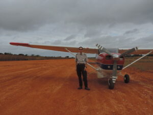 Missionary pilot Ryan Koher with his MAF aircraft in Mozambique